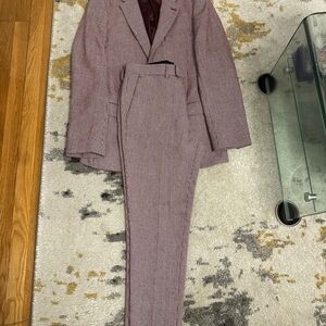 ASOS Men's Suit in Burgundy Checkered Jacket 40R Pants W32 L30